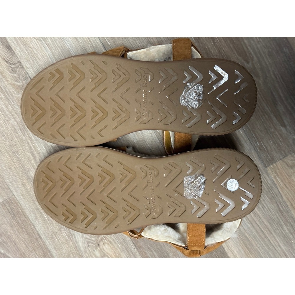 Suzanne Rae Womens Tan Suede Shearling Lined Platform Sporty Sandals Strappy - Picture 9 of 10